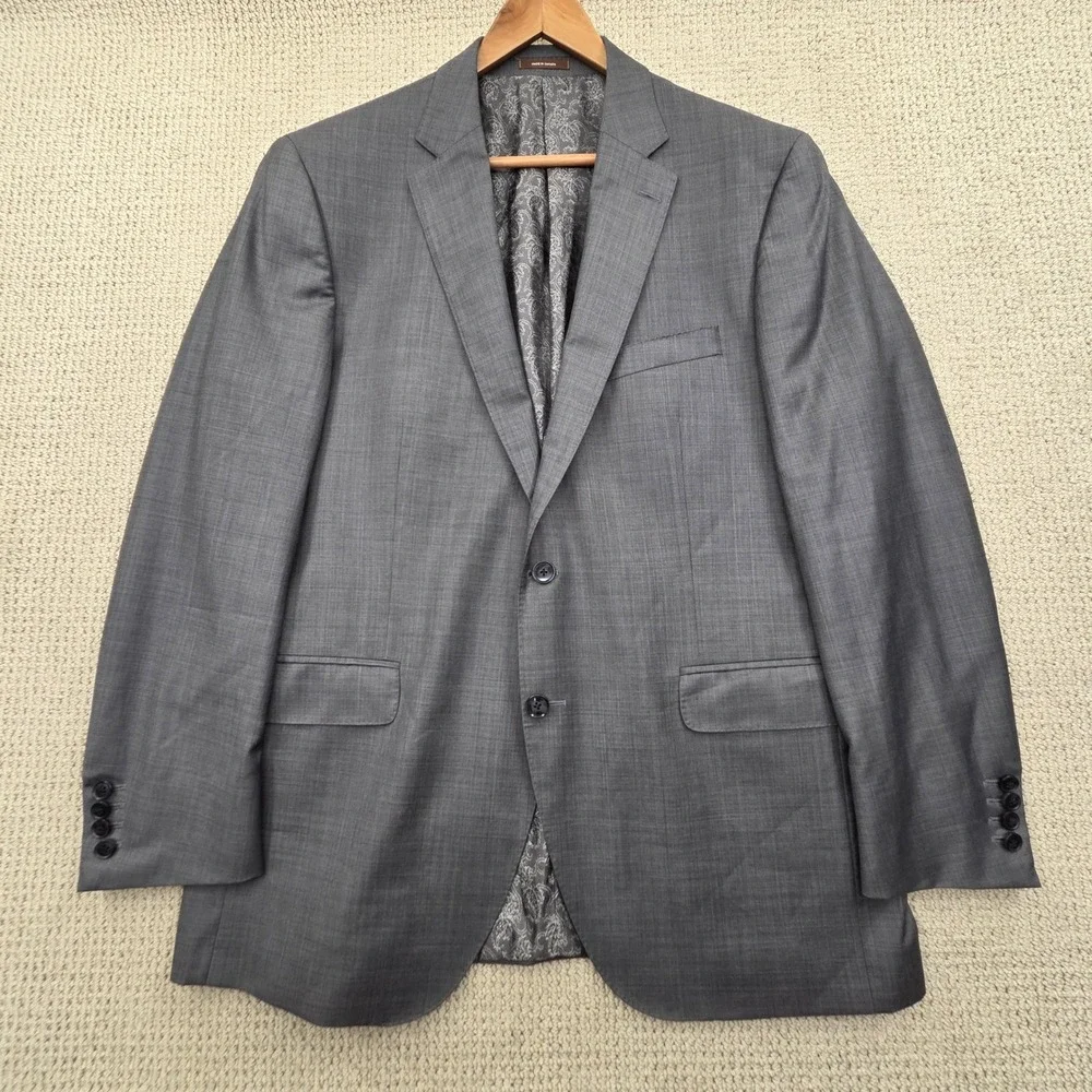 Peter Millar Mens 44R 100% Worsted Wool Gray Sharkskin Weave Blazer Sport Coat